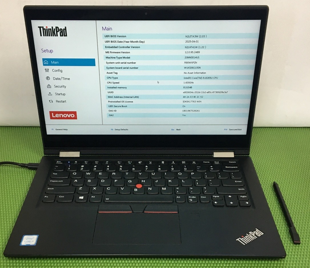 Lenovo Thinkpad X390 Yoga i5-8265U 8GB 14″ Touchscreen – NO OS/SSD