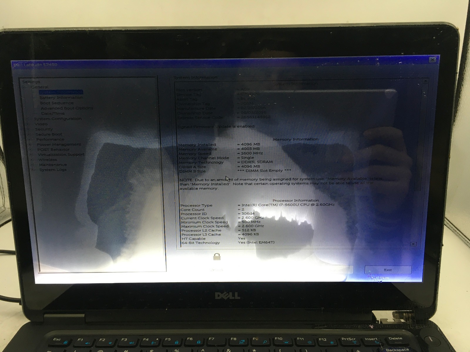 DELL LATITUDE E7450 – FOR PARTS/LCD LEAKED – INTEL I7 5600U – NO RAM – READ – BB