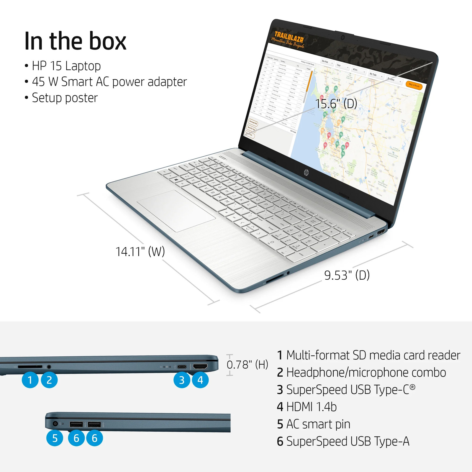 HP 15-ef2129wm 15.6″ FHD Laptop AMD Ryzen 5 5500U 2.1GHz 8GB 256GB W11H