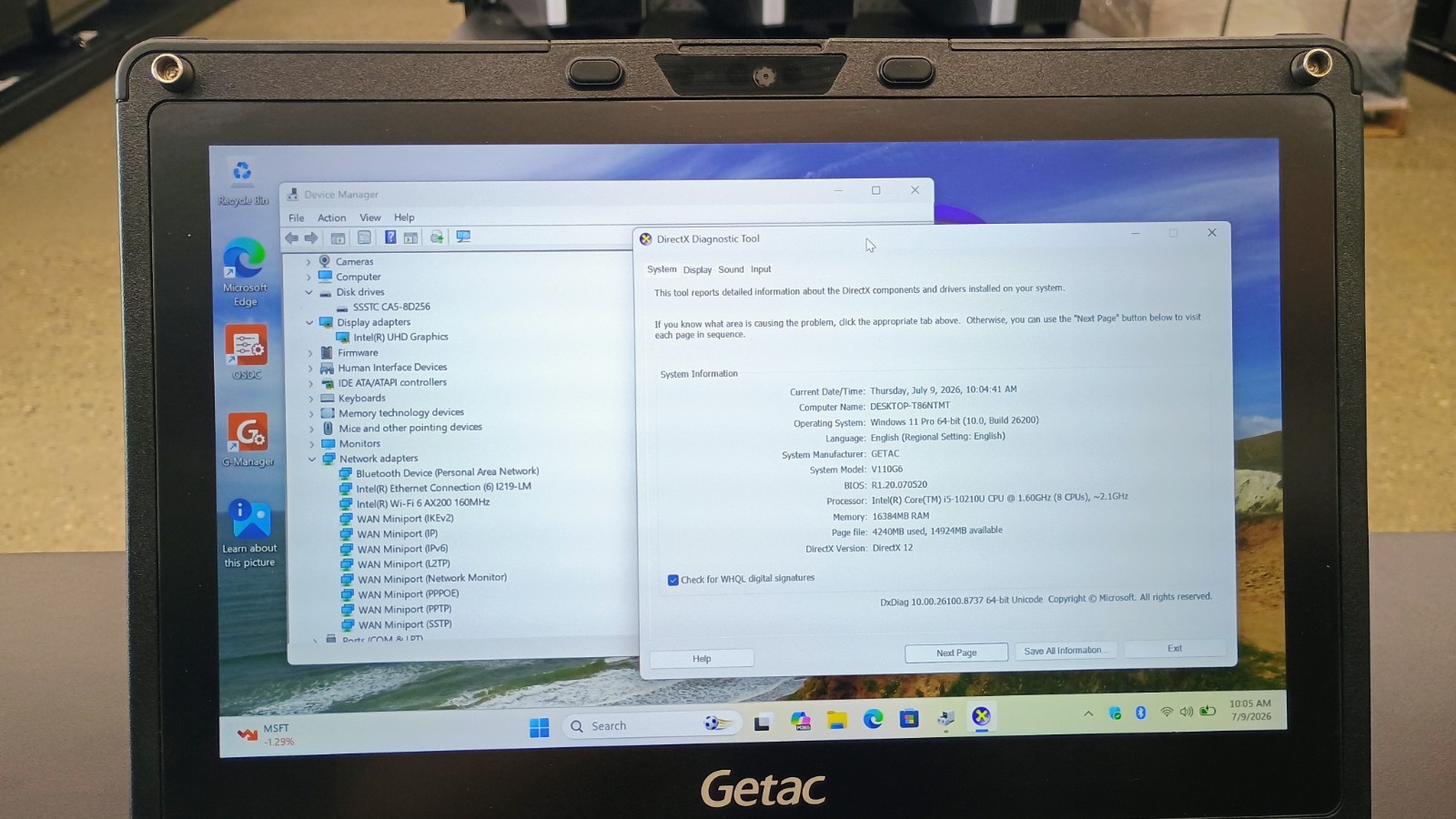 Getac V110G6 Quad Core i5-10210U 1.60GHz – 256GB SSD – 16GB – Win 11 Pro – Read