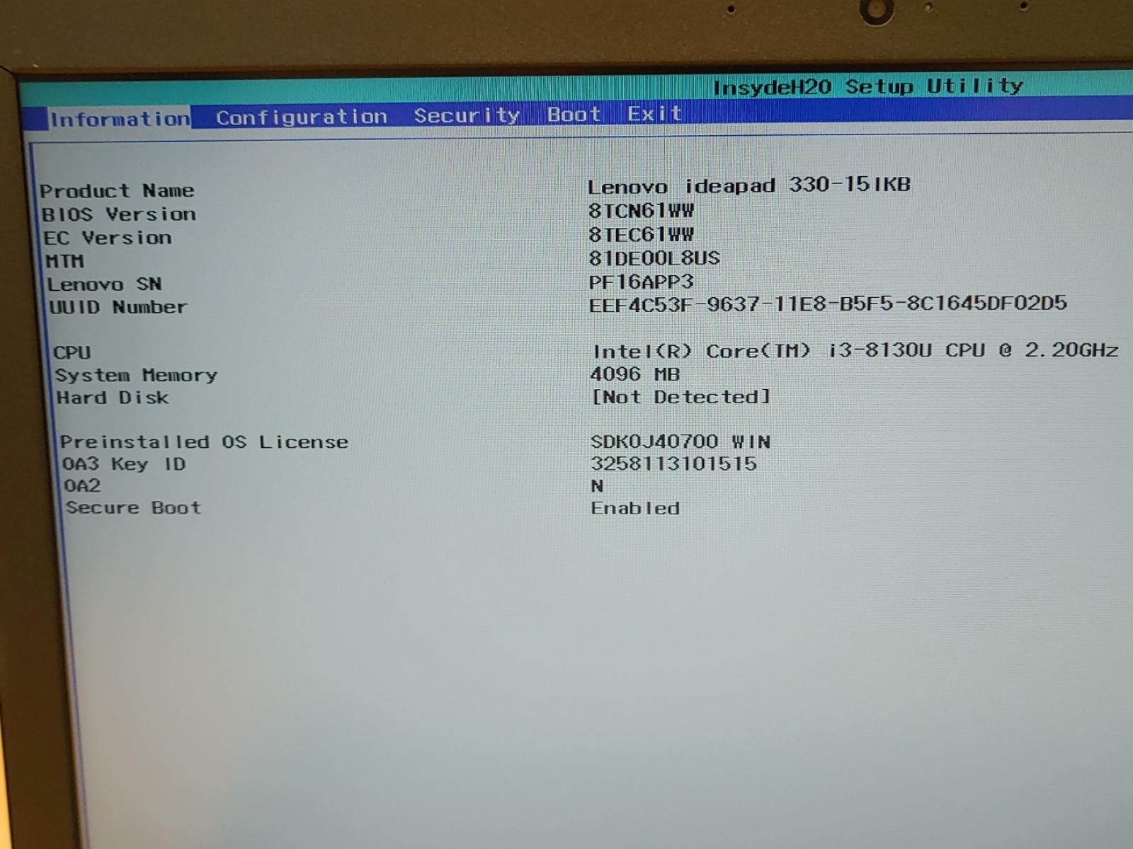 Lenovo IdeaPad 330-15IKB 15.6″ Intel i3-8130U 4GB *NO HDD/NO OS/NO AC* *READ*