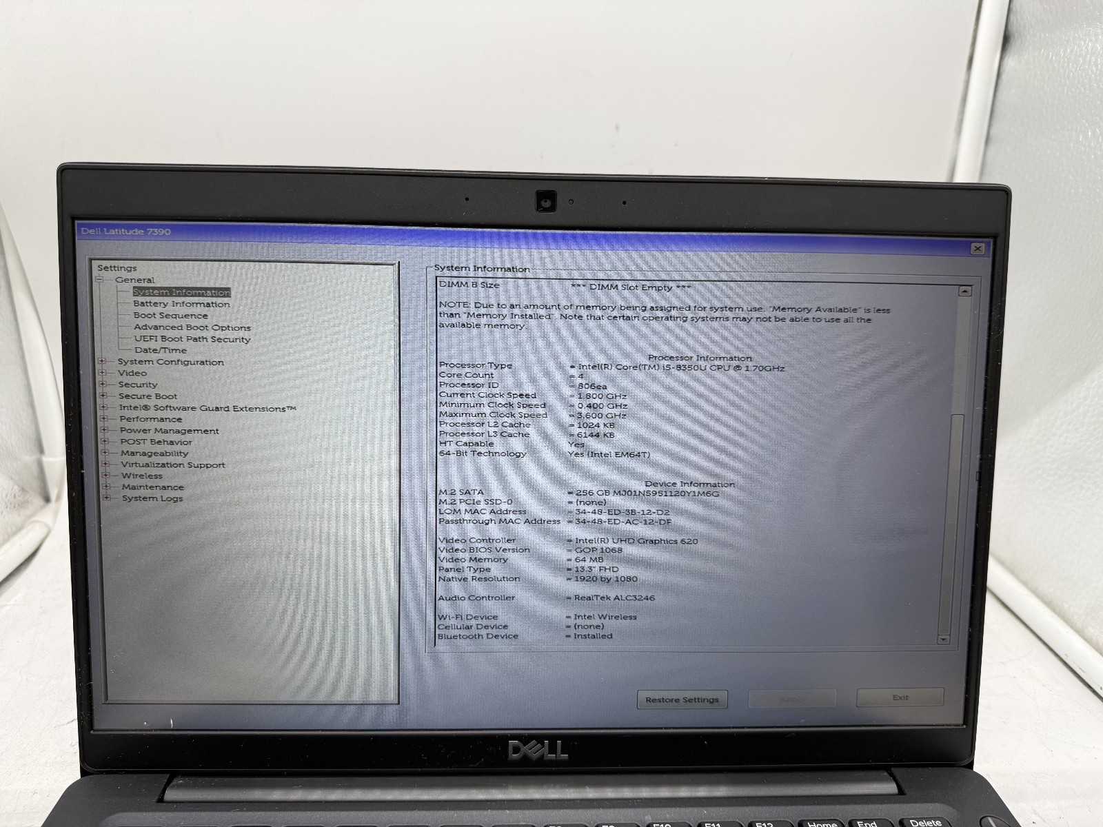 Dell Latitude 7390 i5-8350U 8GB RAM 256GB SSD (READ)