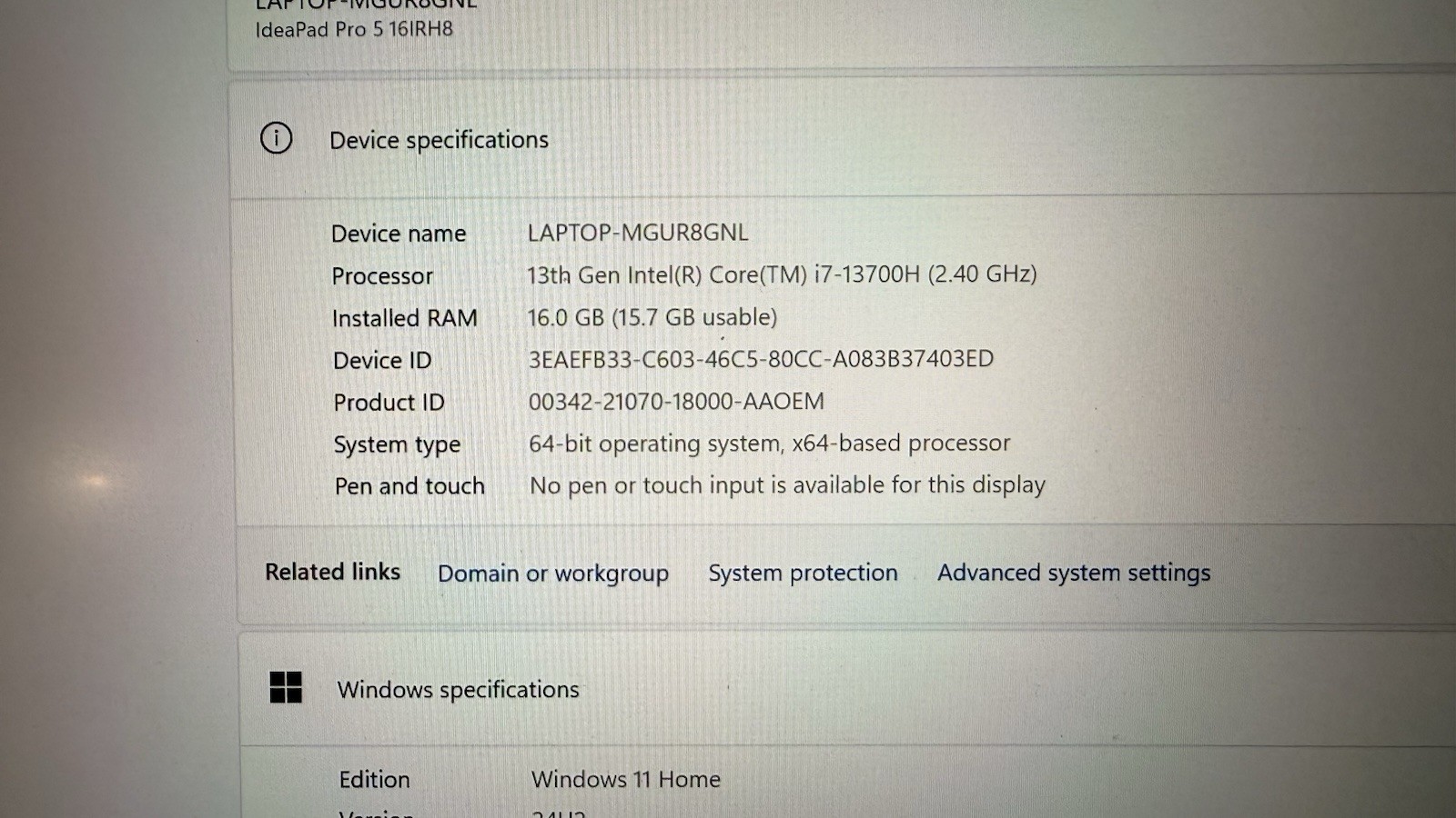 Lenovo IdeaPad Pro 5 16IRH8 16″ (1TB SSD, Intel Core i5 13th Gen., 4.70 GHz,…