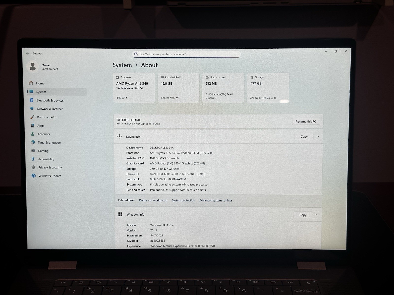 HP OmniBook X Flip 16″ 2-in-1 2K Touch AMD Ryzen™ AI 5 340 16GB RAM 512GB SSD