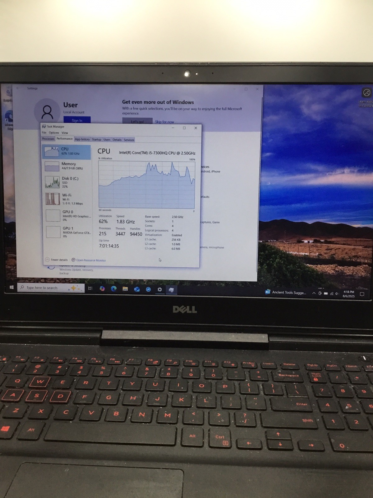 Dell Inspiron 15 7567 Gaming i5-7300HQ, GTX 1050ti, 8GB RAM, 256GB SSD READ