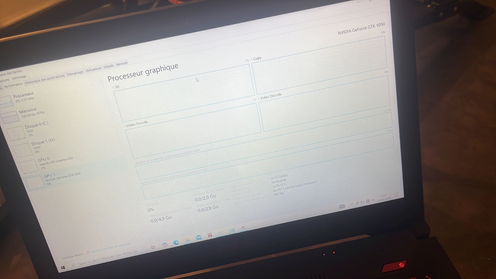 PC portable Asus FX503V i5 7th – Nvidia GTX 1050 – Très bon état