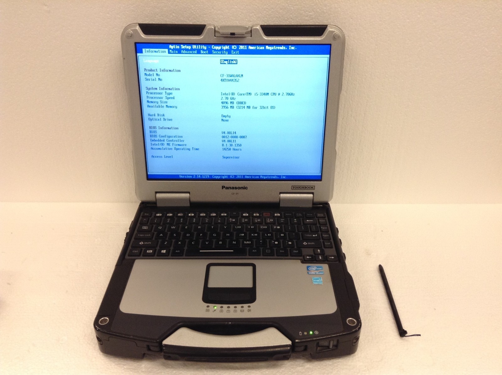 Panasonic Toughbook CF-31 MK4 i5-3340M 2.7GHz 13.1″ Touch Laptop 4GB Stylus NoHD