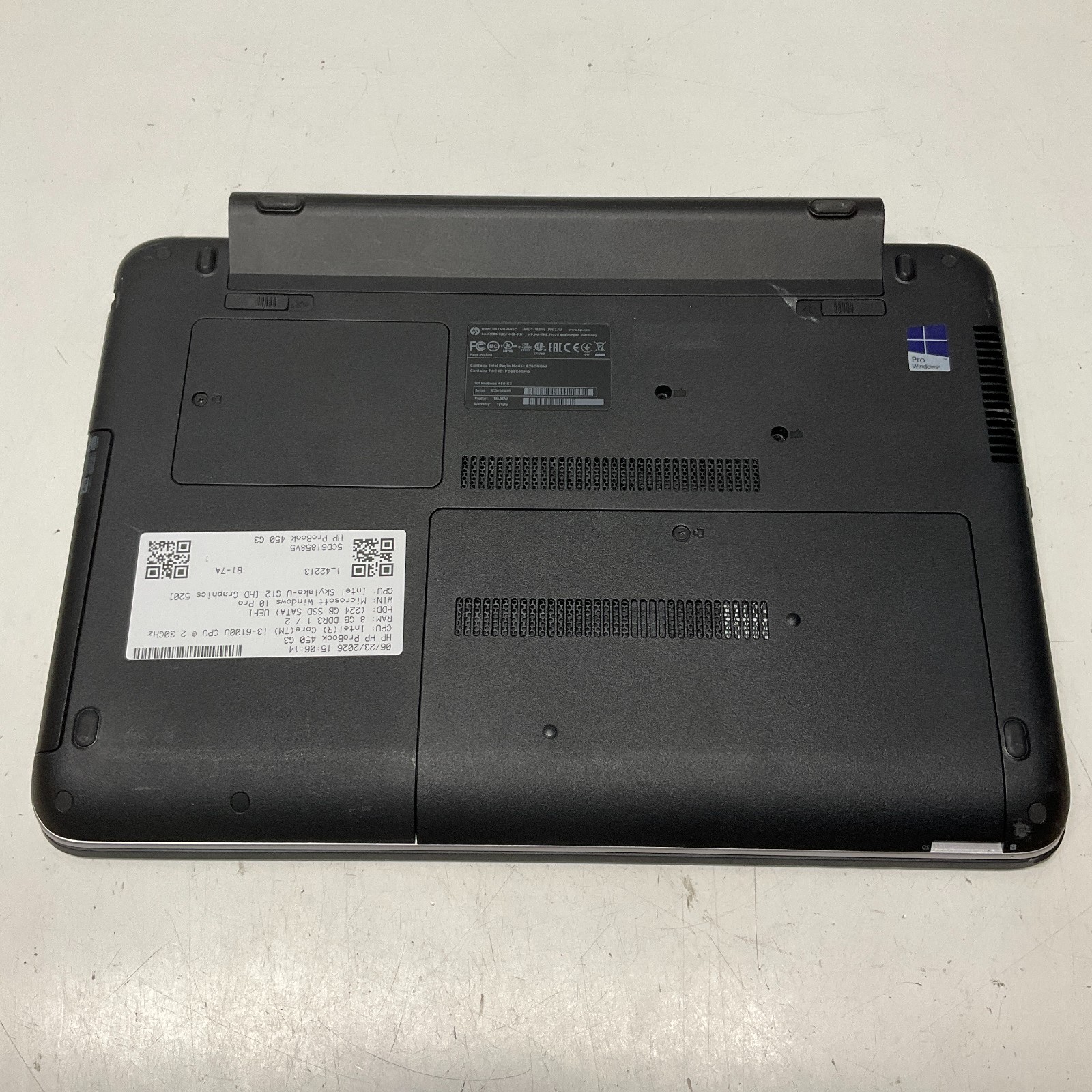 HP ProBook 450 G3 15.6″ i3-6100U @ 2.30 GHz 8GB 240GB SSD Windows 10 Pro Laptop