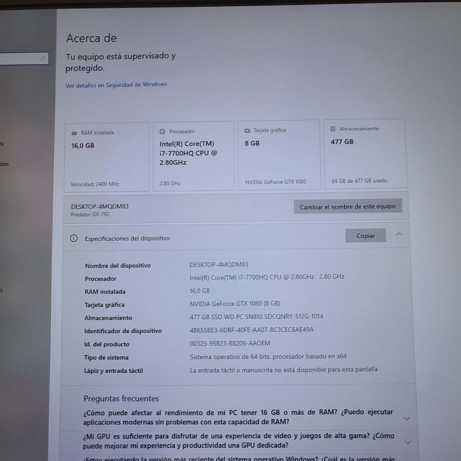 ACER PREDATOR 17 X GAMING LAPTOP CORE i7-7700HQ 16GB RAM GTX 1080 512GB NVMe.