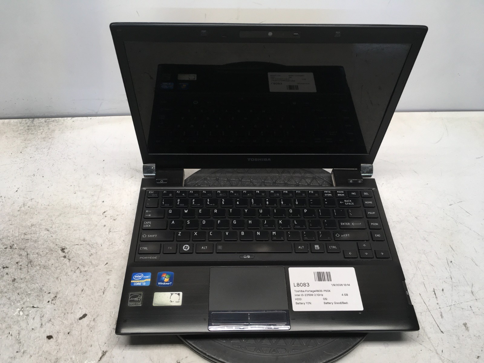 Toshiba Portege R835-P50X Intel i3-2310M 2.1GHz 4 GB NO HDD
