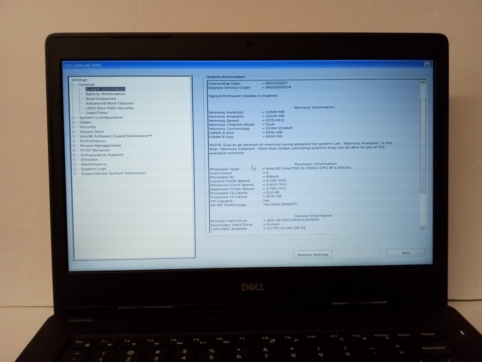 Dell Latitude 3480 14″ Core i5-7200U 2.5GHz 16GB RAM 256 SSD