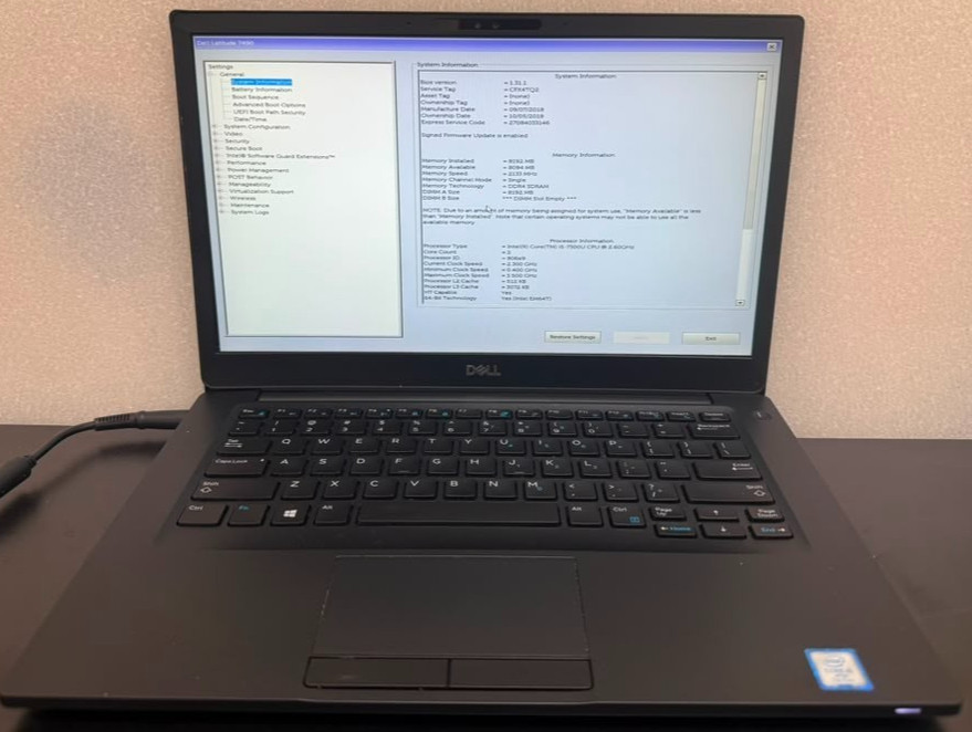 Dell Latitude7490 Laptop 14 Inch Intel i5 8GB 128GB SSD Poor Battery/Bad Clicker