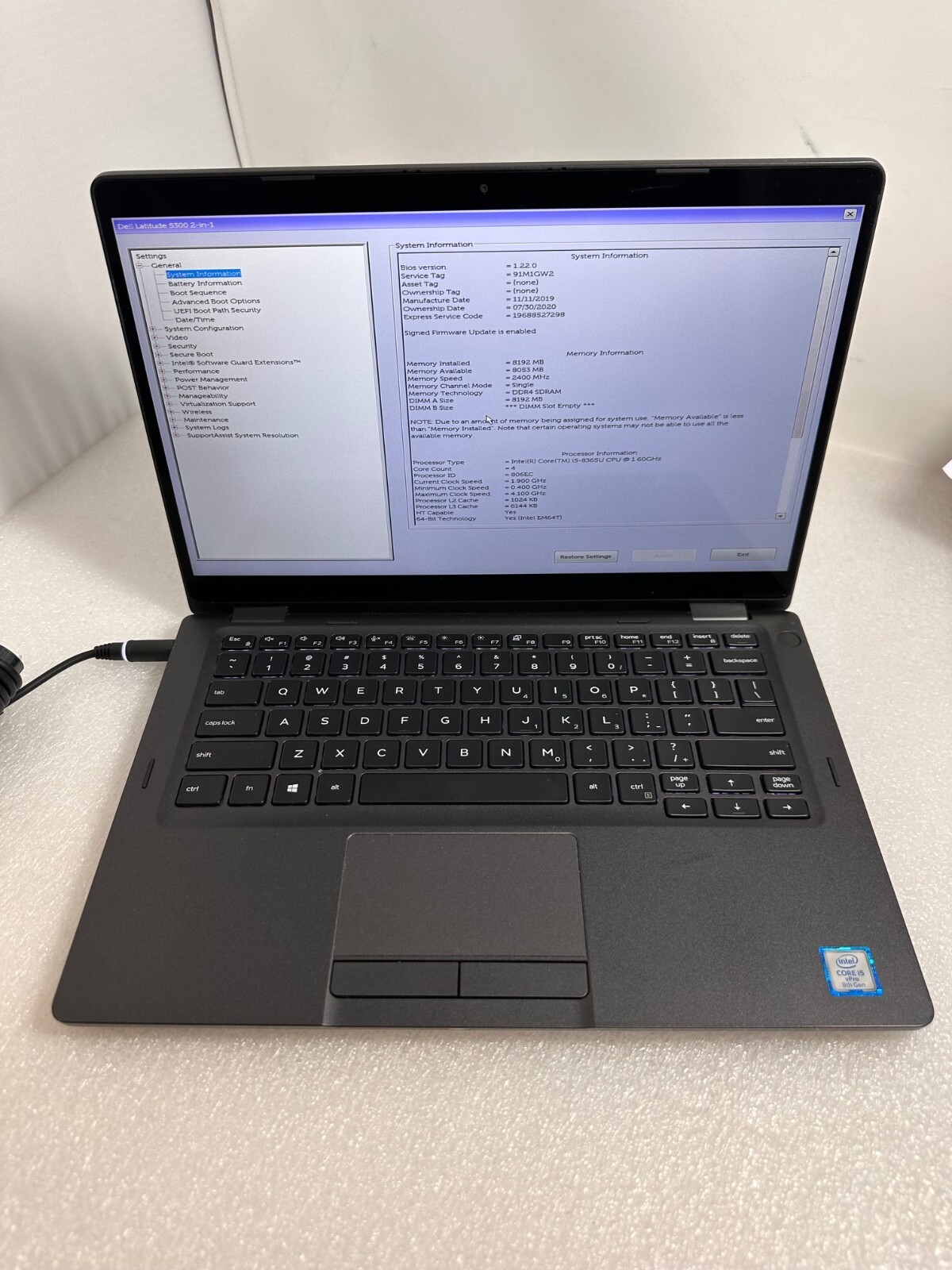 Dell Latitude 5300 2-in-1 13.3″ Intel Core i5-8365U 8gb ram 256gb PCIe
