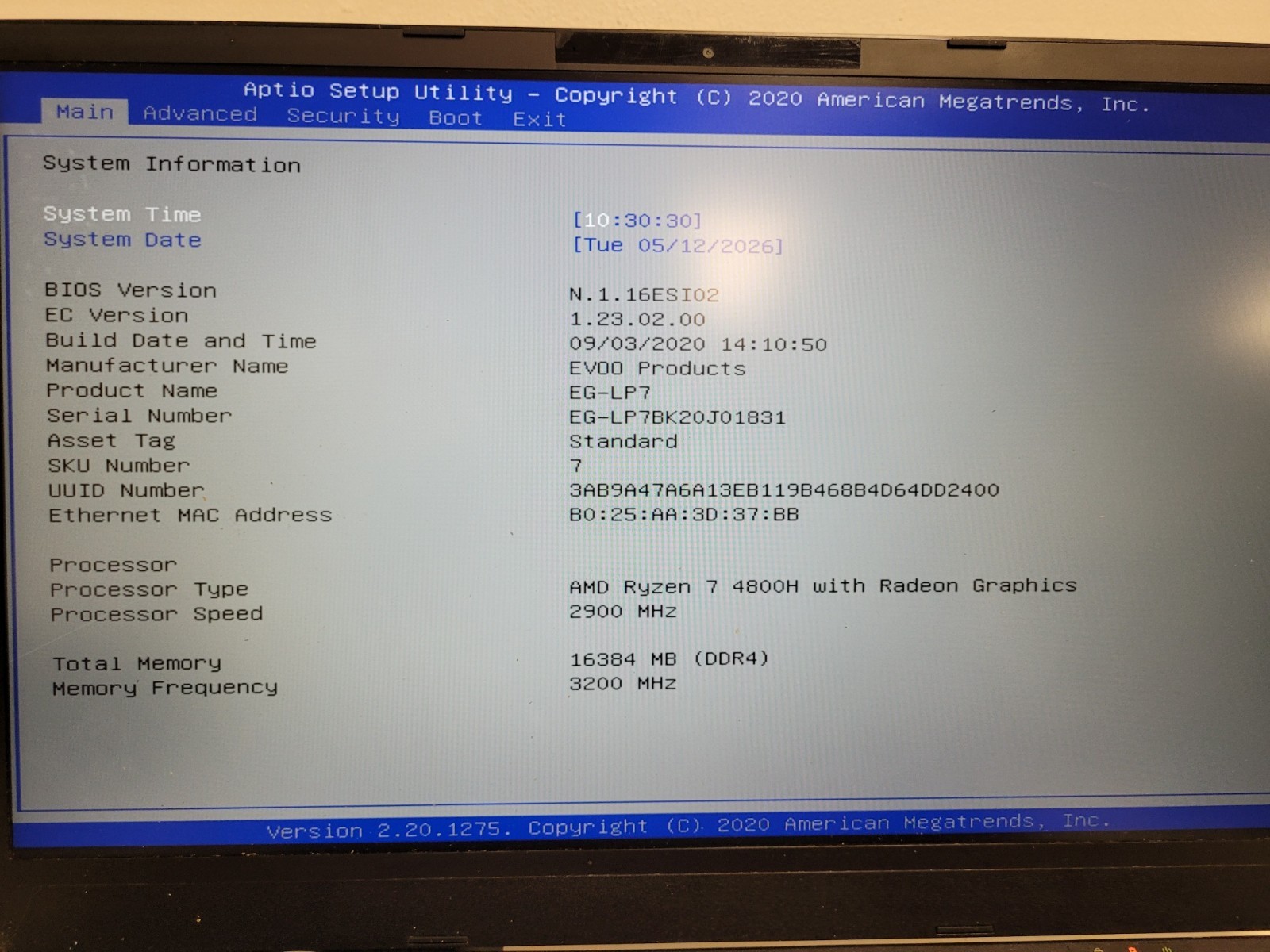 Evoo EG-LP7 Gaming 15.6″ Ryzen 7 4800H 2900mhz 16gb ram 512gb ssd 20J01831