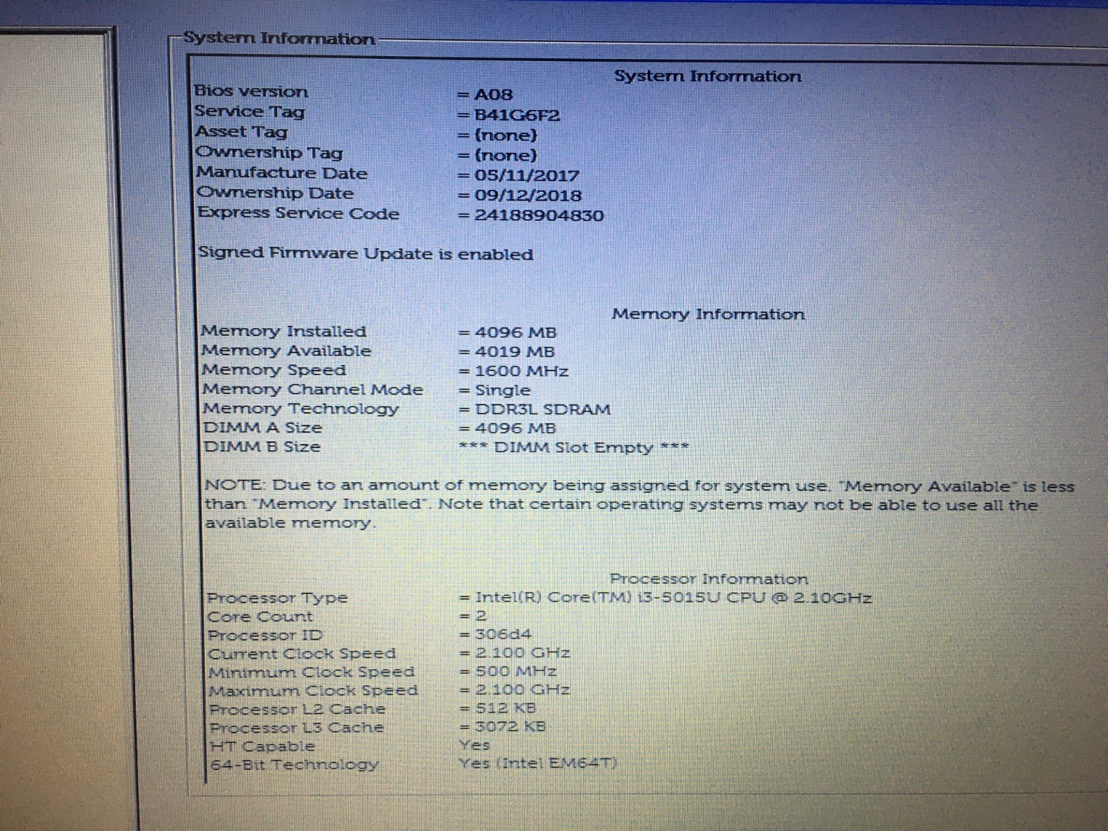 Dell Latitude 3560 15.6″ i3-5015U 4GB RAM No HD/OS *BIOS/No battery* | C686