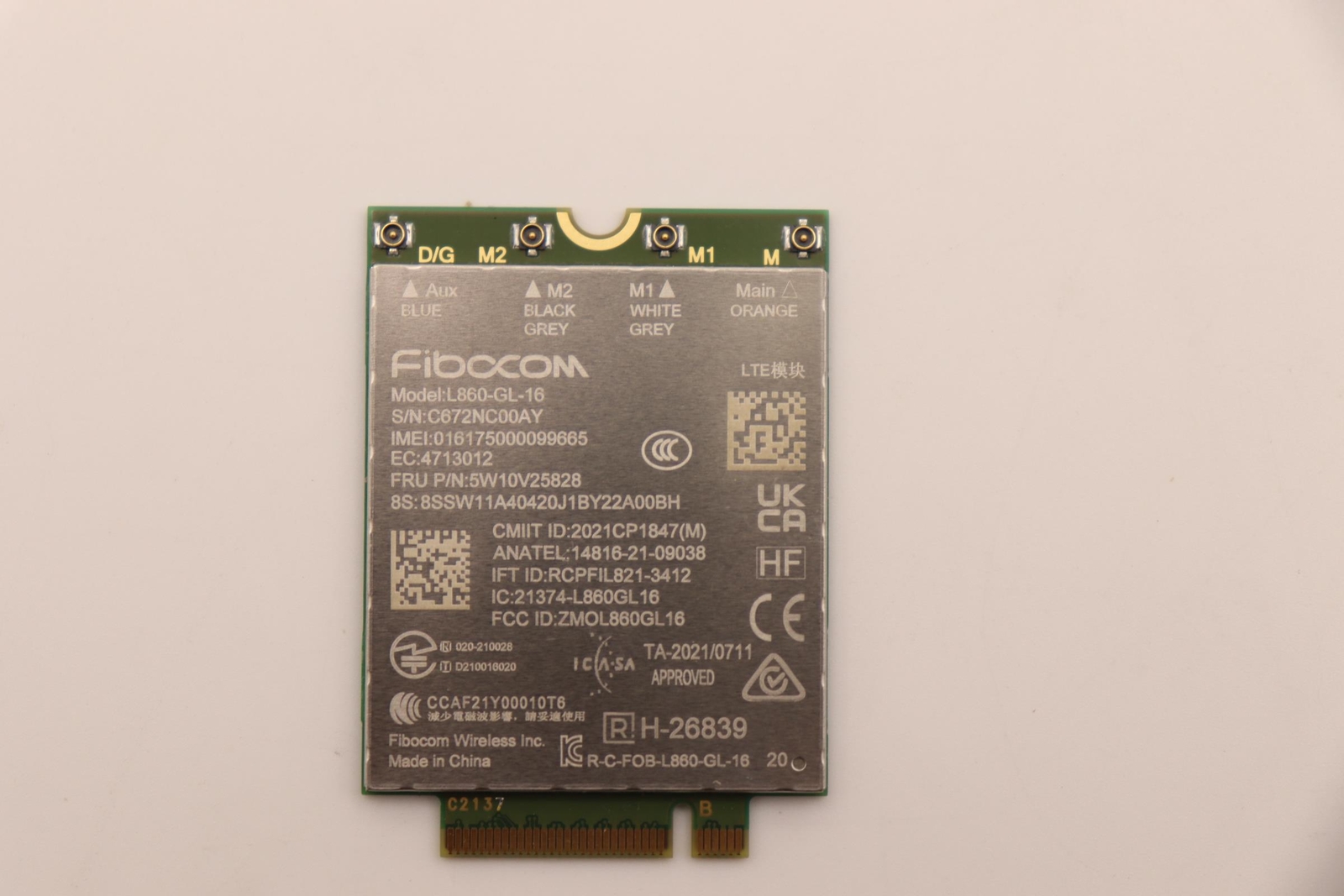 L860-GL-16 Module For Lenovo Thinkpad P1 Gen 6 T14s Gen 4 P16V L13 5W10V25828
