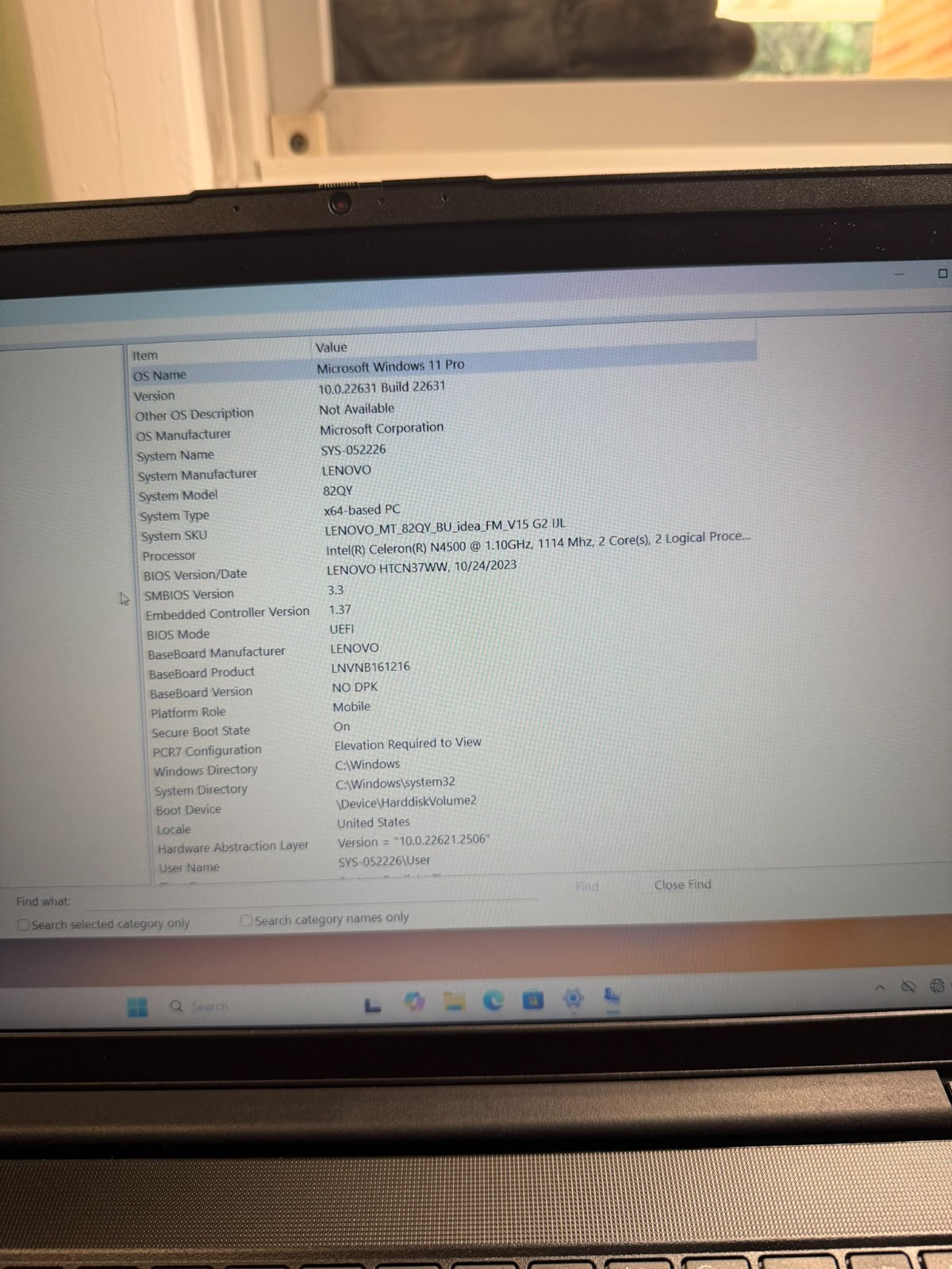 Lenovo V15 G2 15.6in N4500 16GB RAM 238GB SSD Win11 Pro, Office 2010