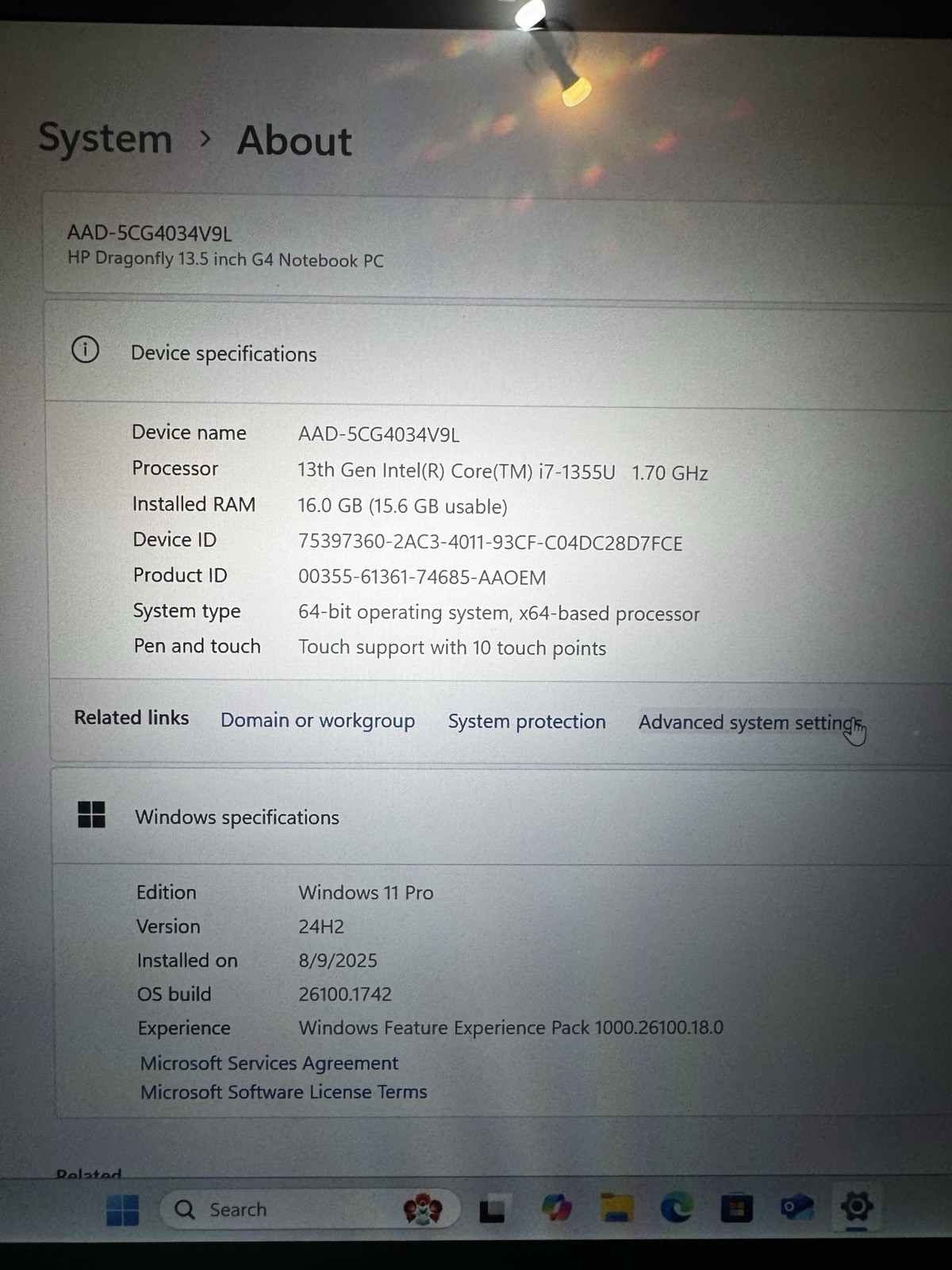 HP 13.5″ Dragonfly G4 Touch Screen – i7-1355U 16gb ram 512 GB Intel Iris Xe HP