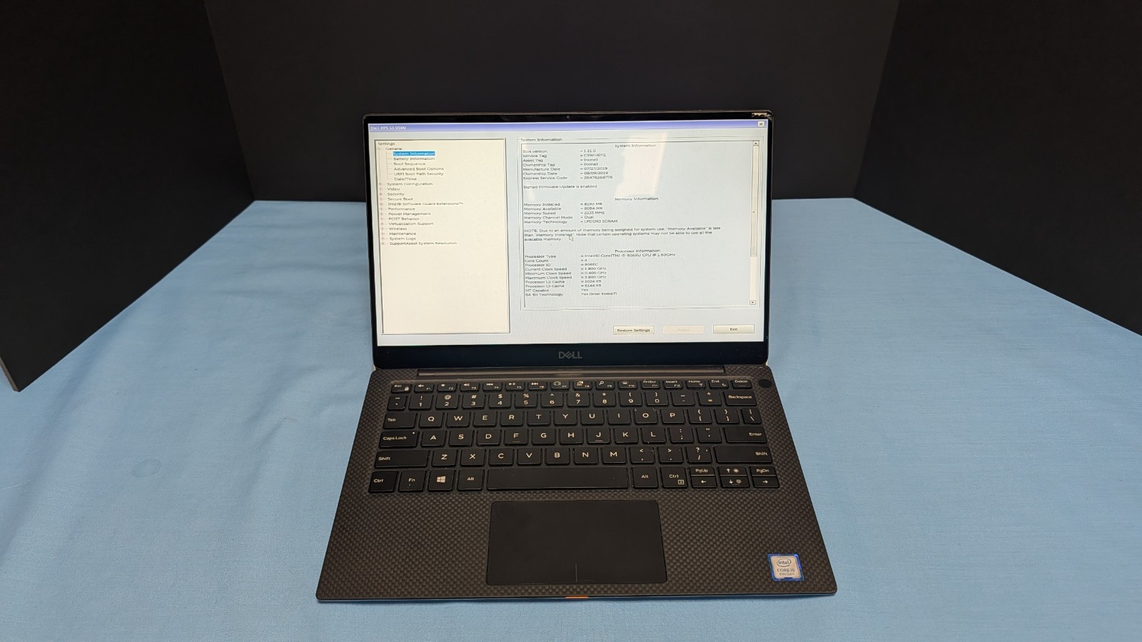 DELL XPS 13 9380 – INTEL i5-8256U 8GB RAM 256GB NO OS LAPTOP READ!