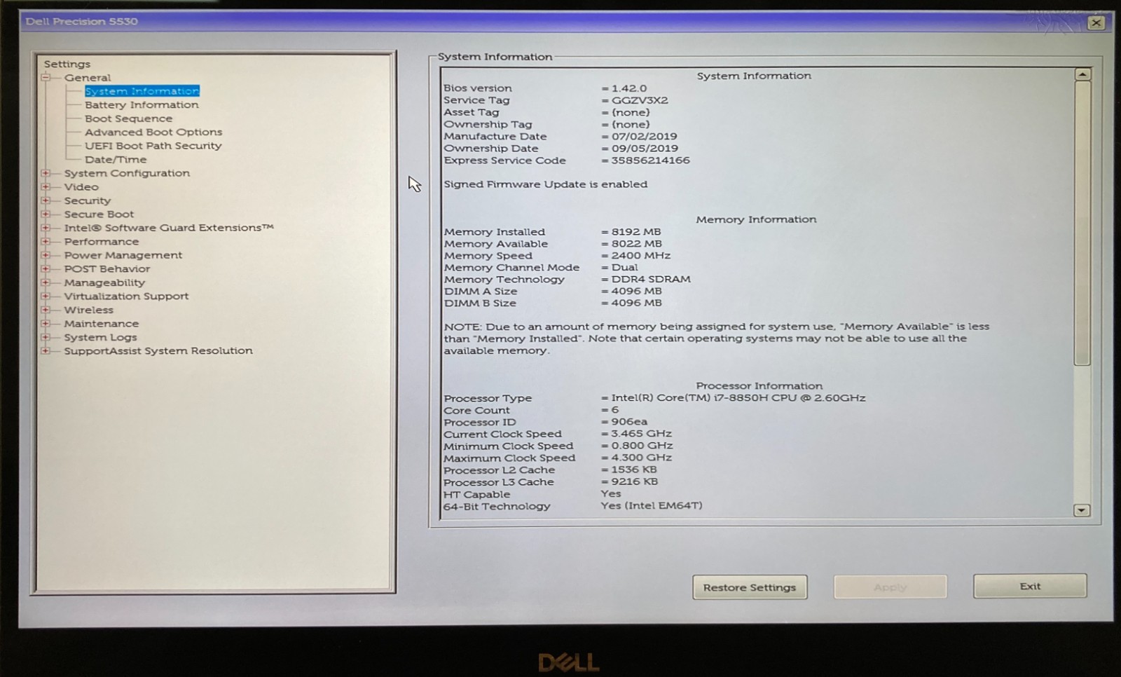 Dell Precision 5530 15.6″ Touch Laptop i7-8850H 8GB RAM 512GB NVMe, As Is