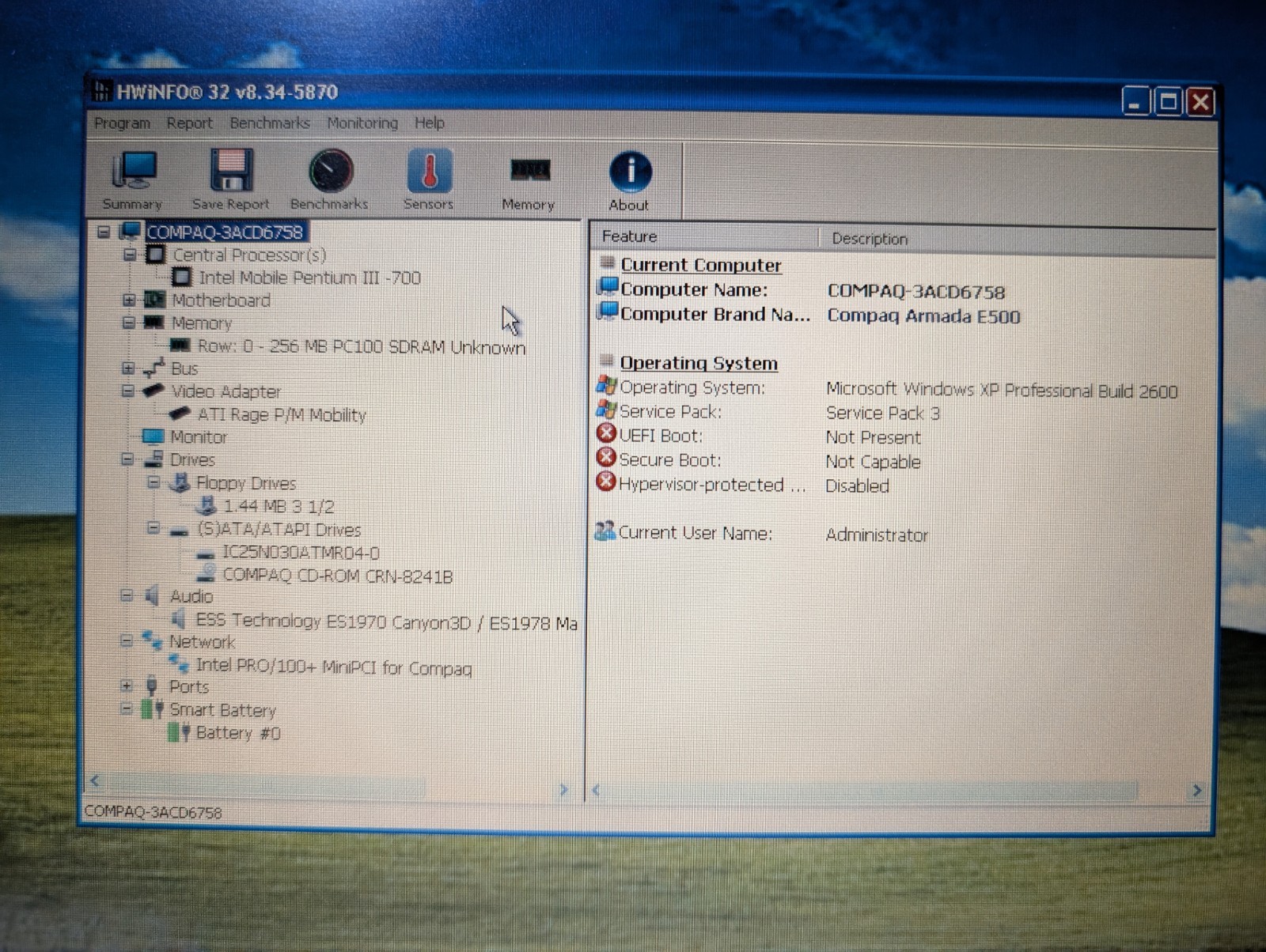 15″ Compaq Armada | Pentium III 512MB 80GB HDD | Win 98 + XP Vintage 1999 Beauty