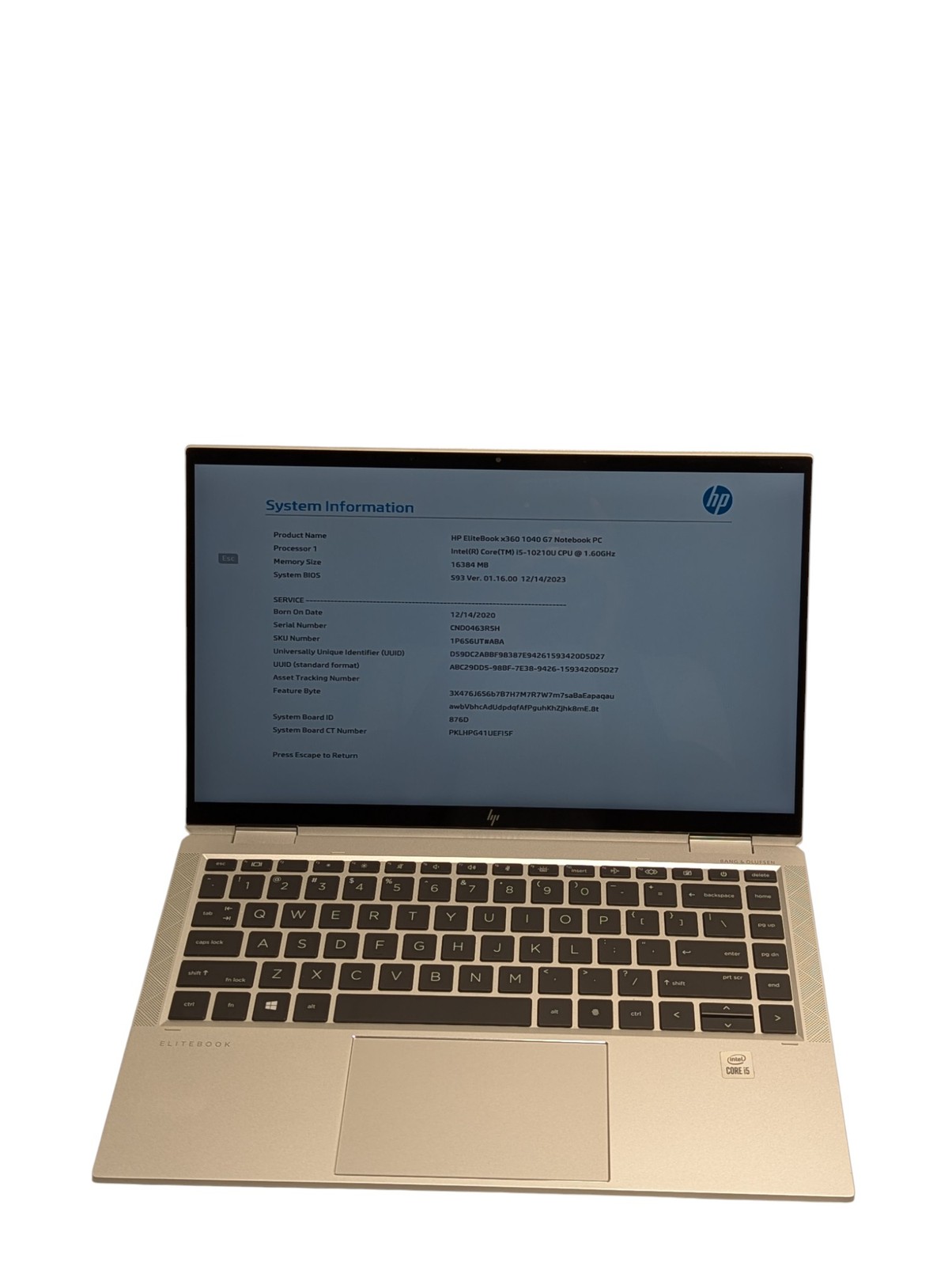 HP EliteBook X360 1040 G7 i5 1.60GHz 14″ 16GB RAM 256GB SSD Grade D