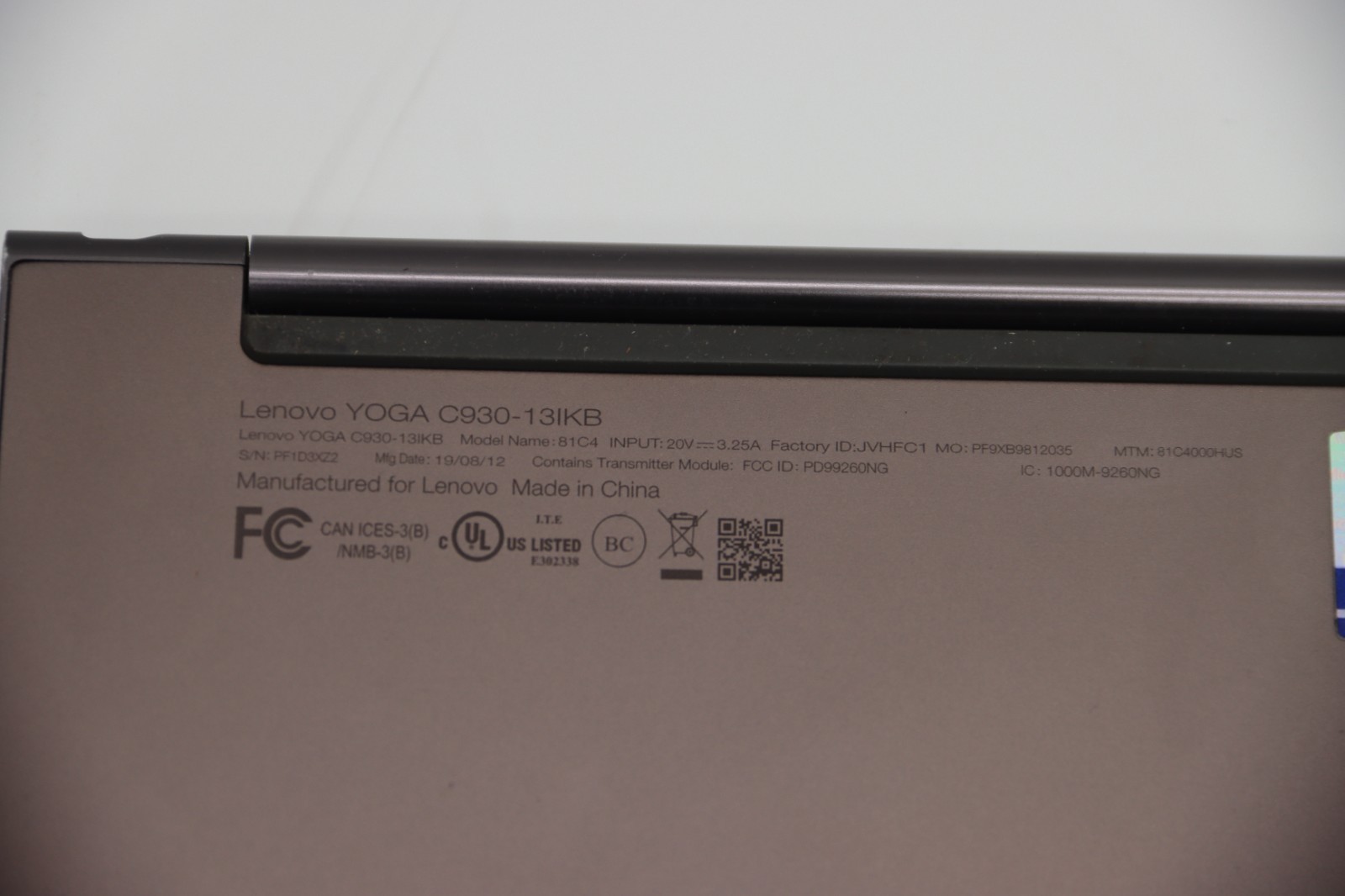 Lenovo Yoga C930-13IKB Laptop 13.9″ Intel Core I7-8550U 12GB RAM 256GB SSD