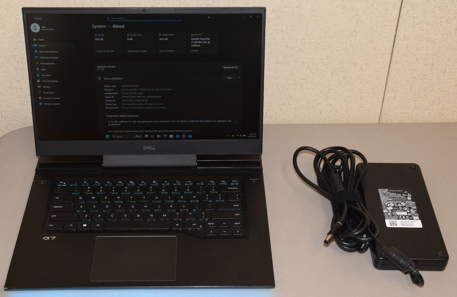 Dell G7 7500 15.6″ i7-10750H 6-Core 1TB NVMe SSD 32GB GeForce RTX 2070 RGB 144Hz