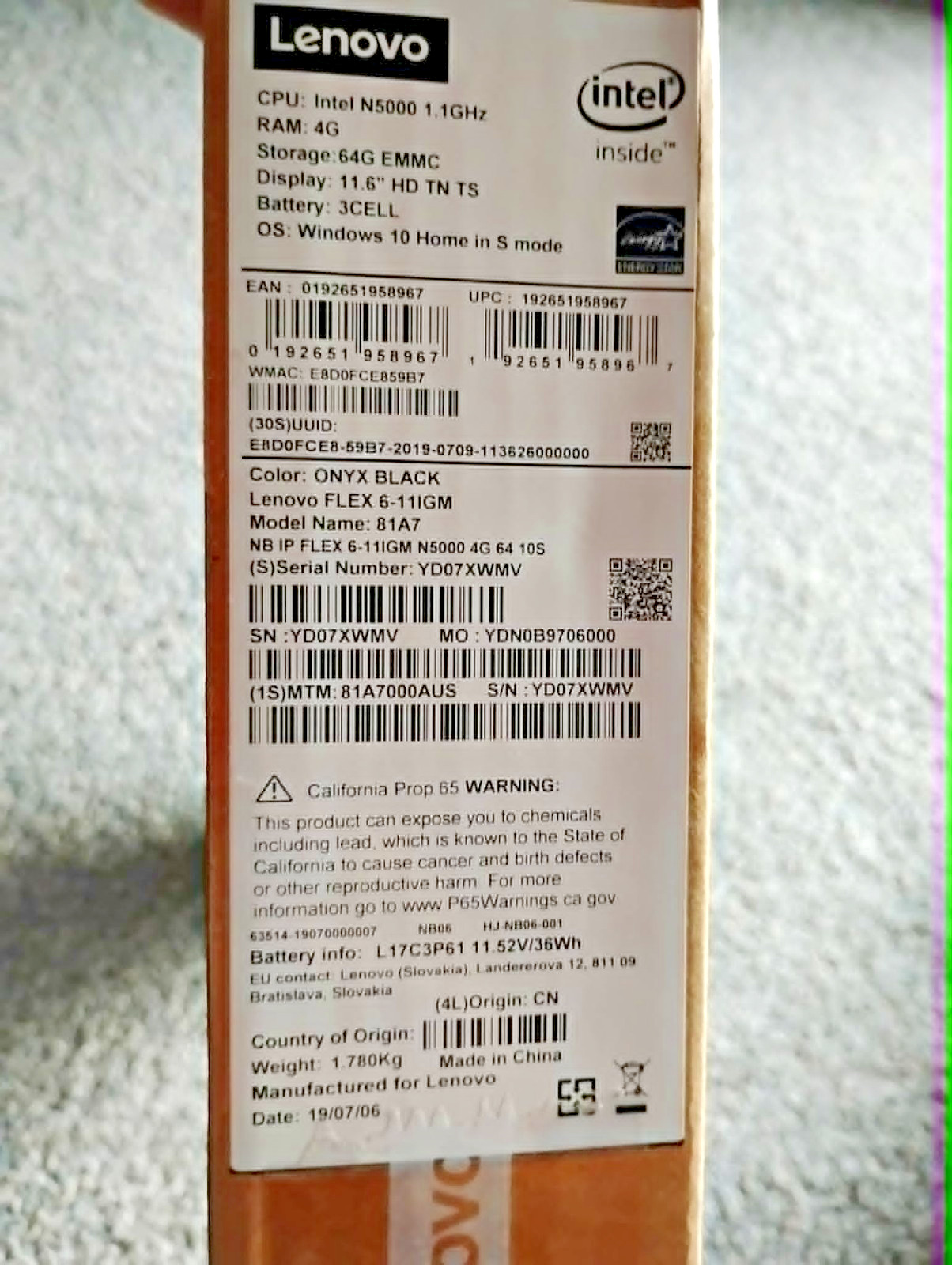 Lenovo Flex 6 11IGM 11.6″ Intel Celeron N4000 1.1GHz 4GB RAM 64GB SSD
