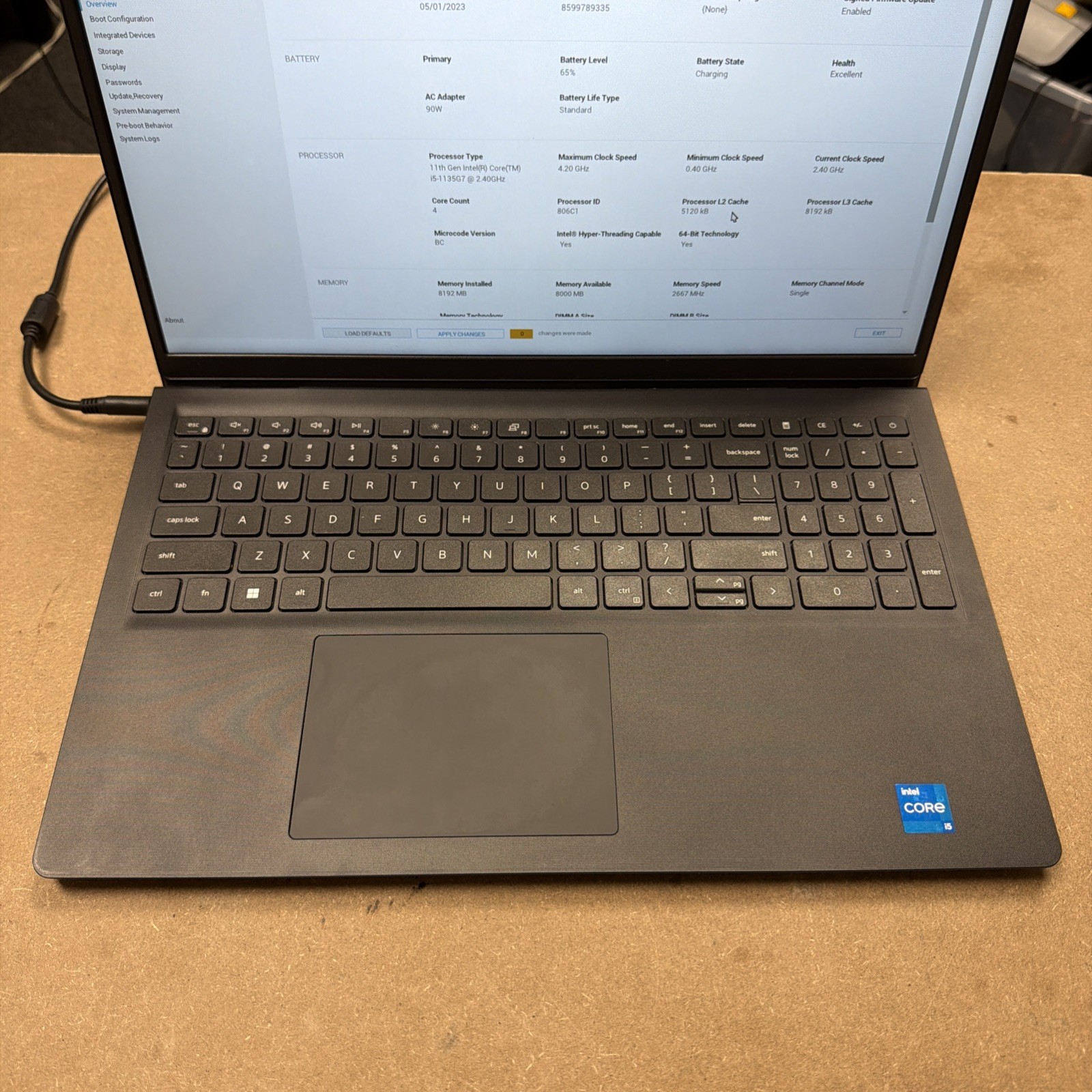 *BIOS PASSWORD Dell Vostro 15 3510 15″ Core i5-1135G7 2.4GHz 8GB RAM NO HD/OS