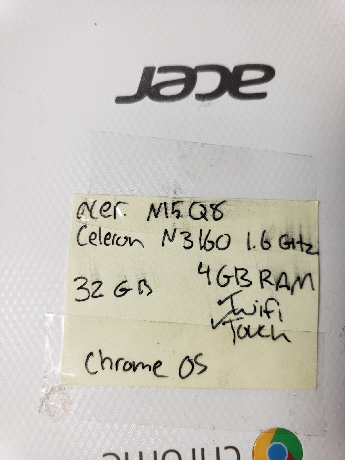 Acer N15Q8 Chromebook Celeron N3160 1.6GHz 4GB Ram 32GB eMMC Storage Chrome OS