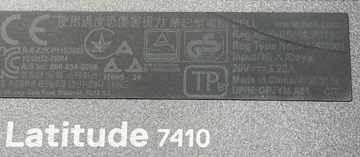 Dell Latitude7410 LCD Screen Chassis Battery Assembly No Motherboard