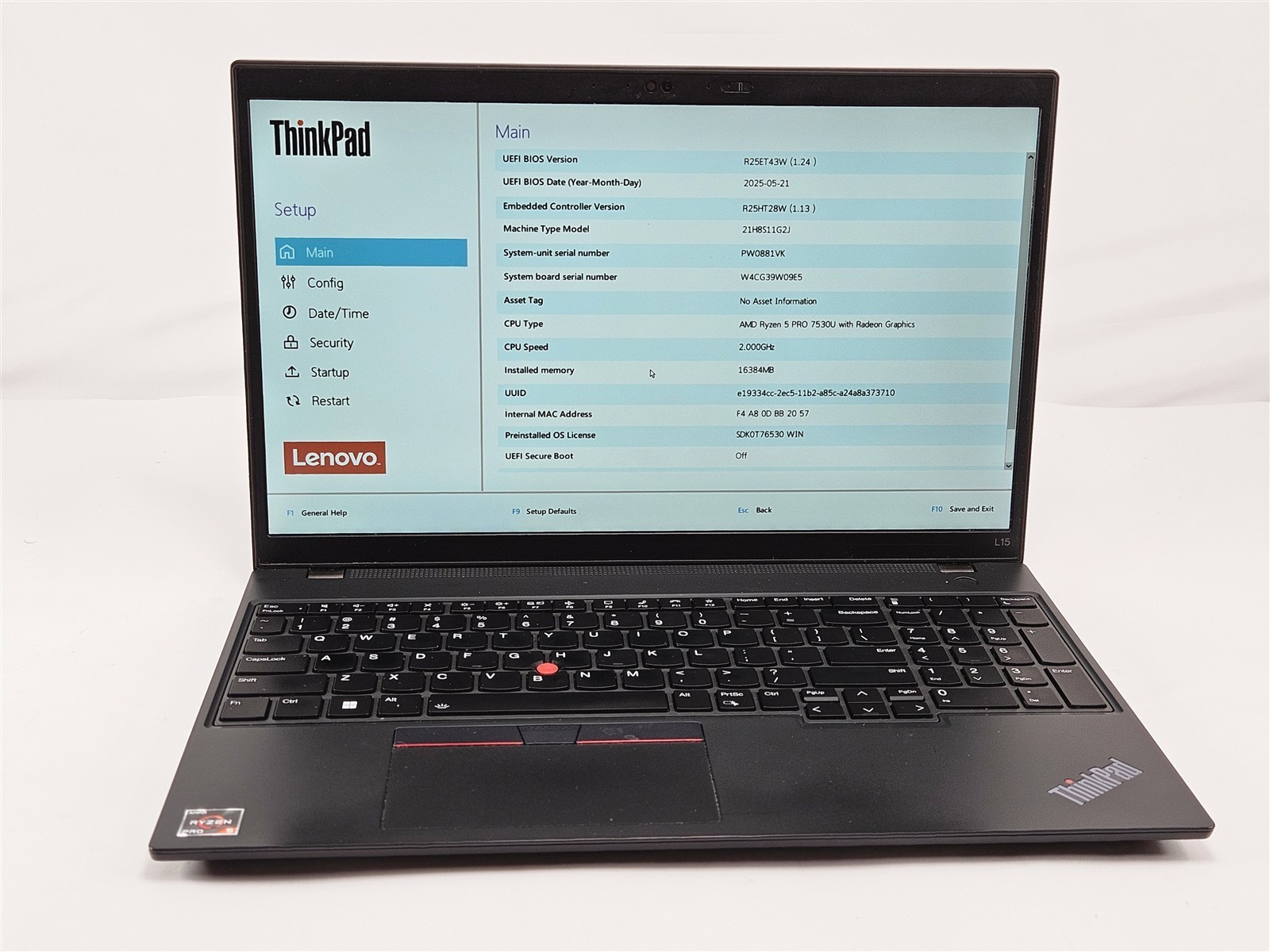 Lenovo 15.6″ ThinkPad L15 Gen 4 AMD Ryzen 5 Pro 7530U 16GB 512GB SSD AMD Radeon