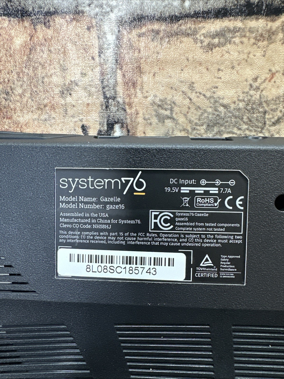 SYSTEM 76 GAZELLE16 Tested LCD Screen w/ Chassis & Battery – No Motherboard