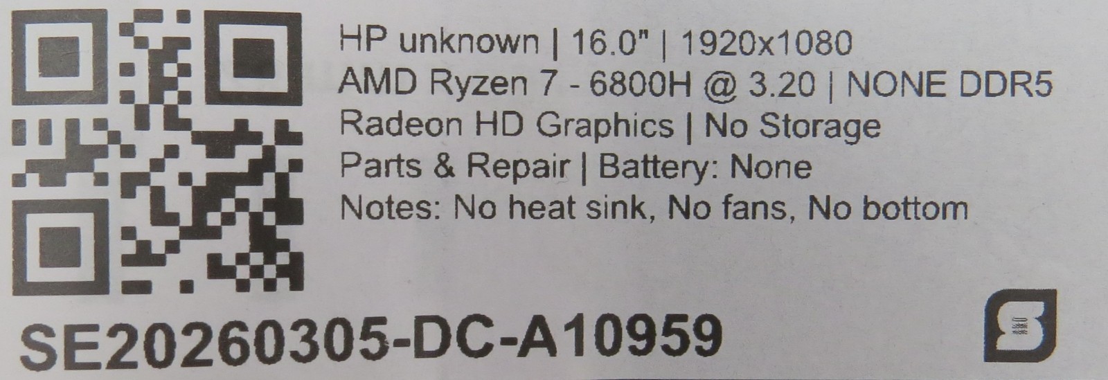 HP VICTUS 16 | AMD Ryzen 7-6800H | RTX 3060 | No RAM/HDD/OS *PARTS