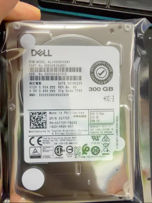 New Dell 300GB 15K 12GB 2.5 SAS 0377CF 377CF AL14SXB30ENY R640 R740 Hard Drive