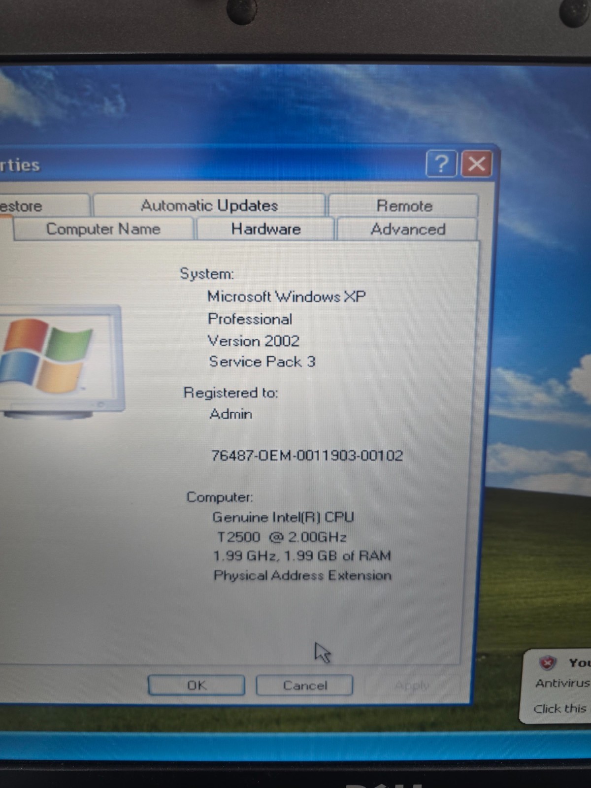 Dell Latitude D820 C2D T2500, 2GB RAM, XP Pro, Serial, FW, 95GB HDD Tested