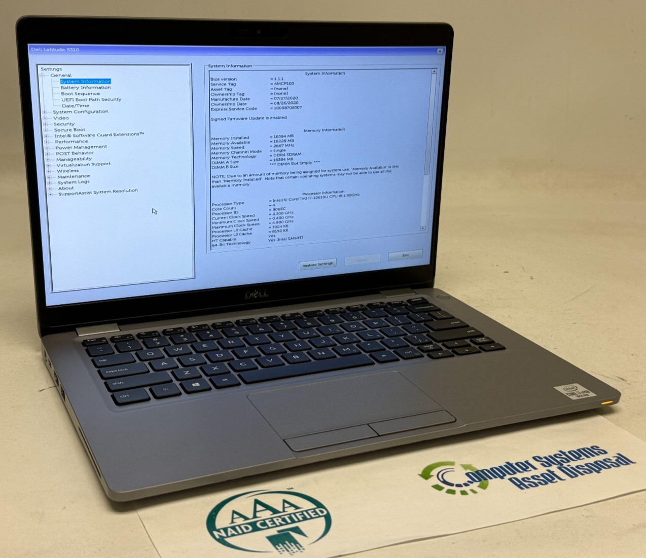 Dell Latitude 5310 13.3″ (i7-10610u 1.80GHz – 16GB RAM – 512GB SSD – Win11Home)