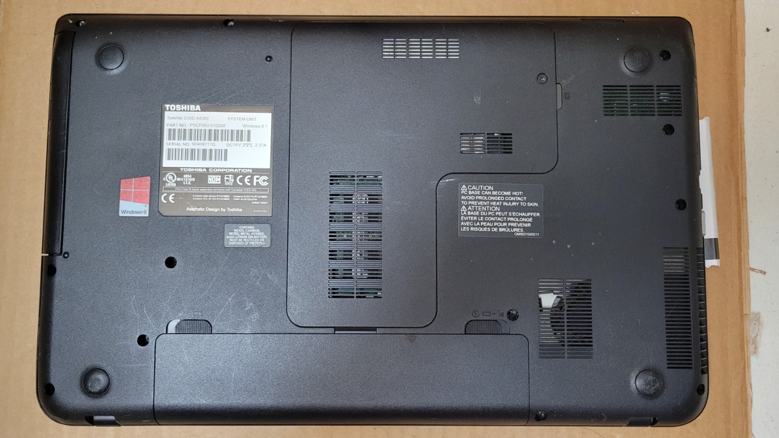 Toshiba Satellite C55D-A5382 AMD A4-5000 W/Radeon 1.5GHz 4GB RAM 320GB HDD Win10