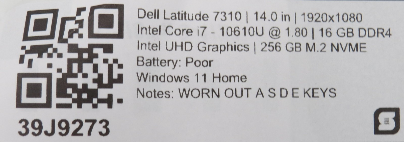 Dell Latitude 7310 | i7-10610U @ 1.8GHz | 16GB / 256GB m2 | 13.3 touch | Win 11