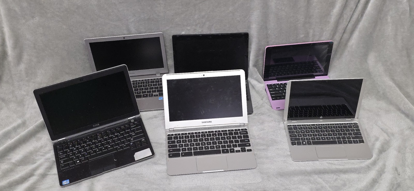 LOT OF 6 LAPTOPS/CHROMEBOOKS – SAMSUNG – DELL – ACCER- HP – RCA UNTESTED PARTS