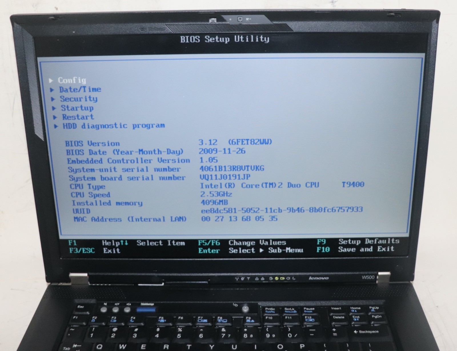 Lenovo ThinkPad W500|IntelCore Duo@2.53GHz|4GB RAM|500GB HDD|WIN 7 Prof|Webcam