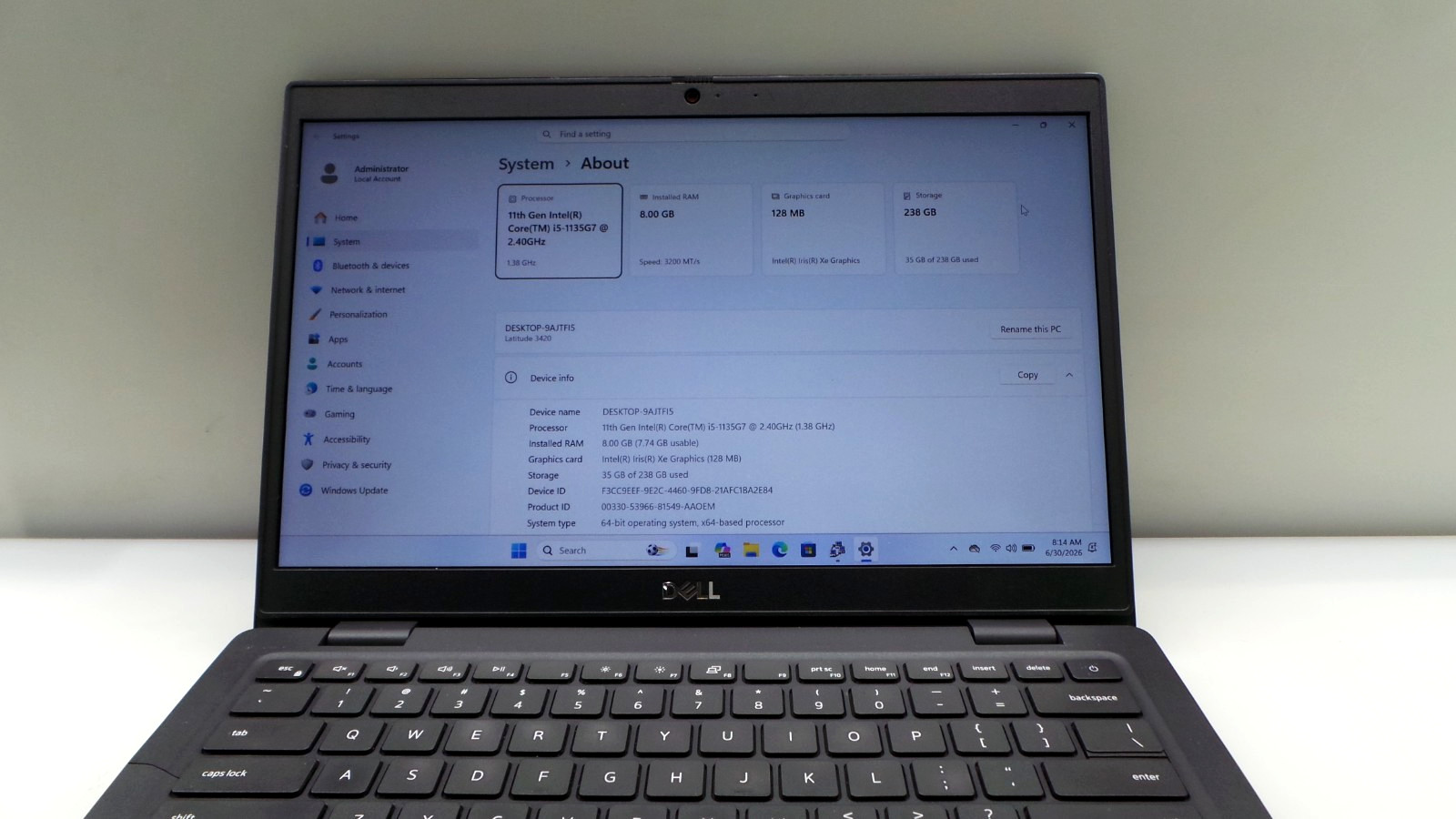 Dell Latitude 3420 | 14″ | i5-1135G7 2.40GHz | 8GB RAM 256GB NVMe ***READ**