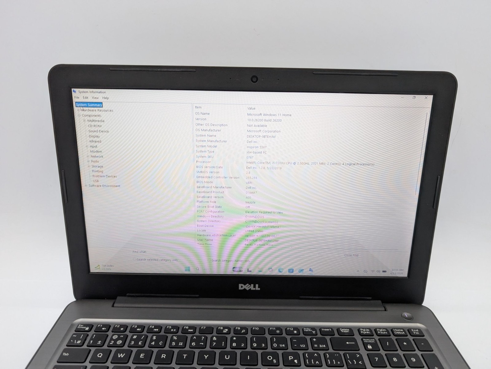 Dell Inspiron 5567 15.6″ Laptop i5-7200U 8GB RAM 120GB HDD Win11 Home Parts