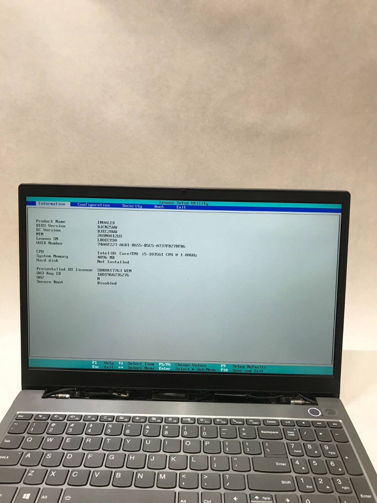 Lenovo ThinkBook 15-IIL 15″ Intel Core i5-1035G1 4GB RAM NO SSD/OS For Parts -DW