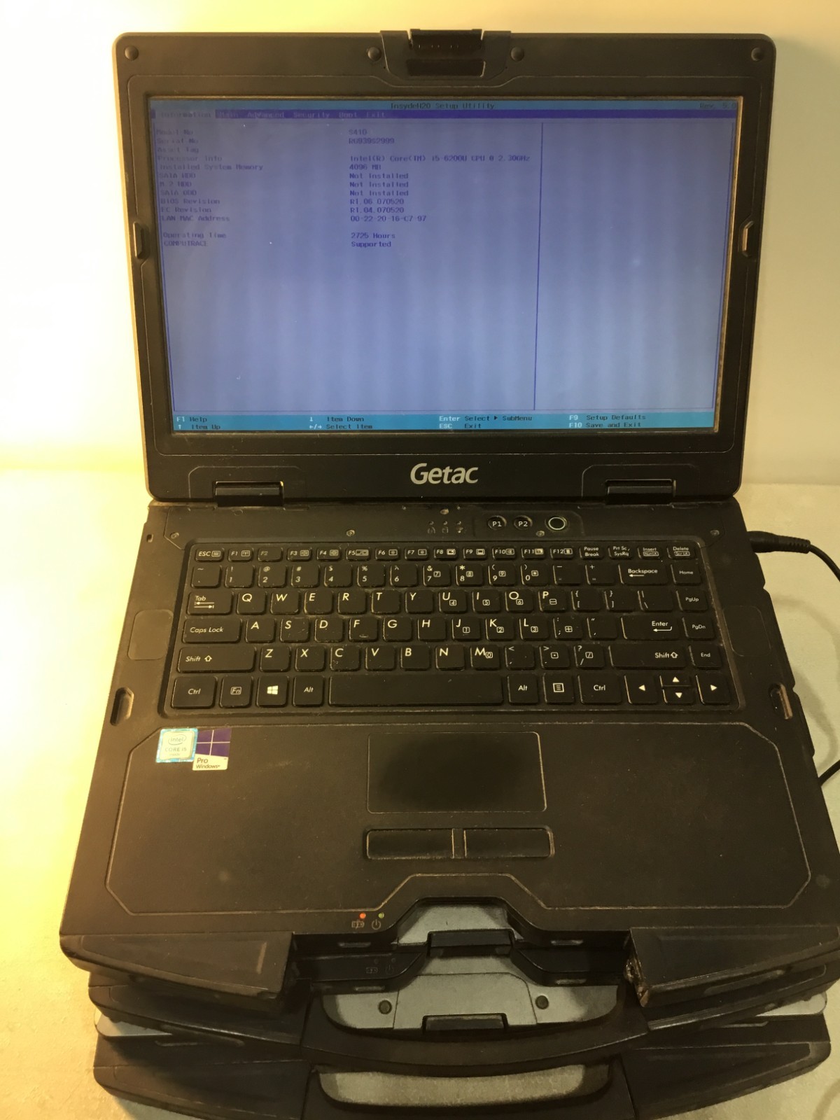 lots of 3.GETAC S410 Laptop i5-6200U.cpu @2.30 GHZ 4GB NO HDD