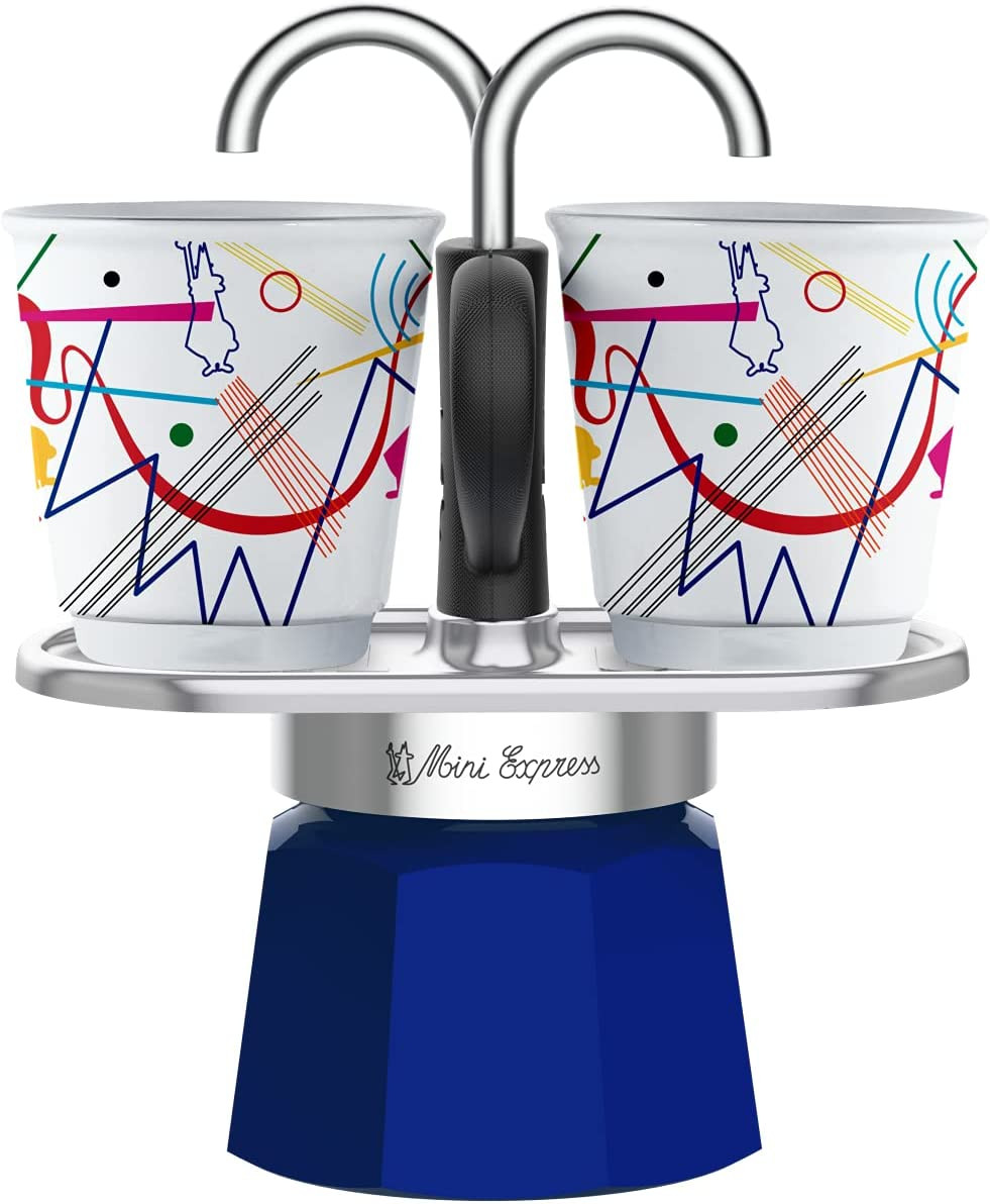 – Mini Express Kandinsky: Moka Set Includes Coffee Maker 2-Cups (2.8 Oz) + 2 Sho