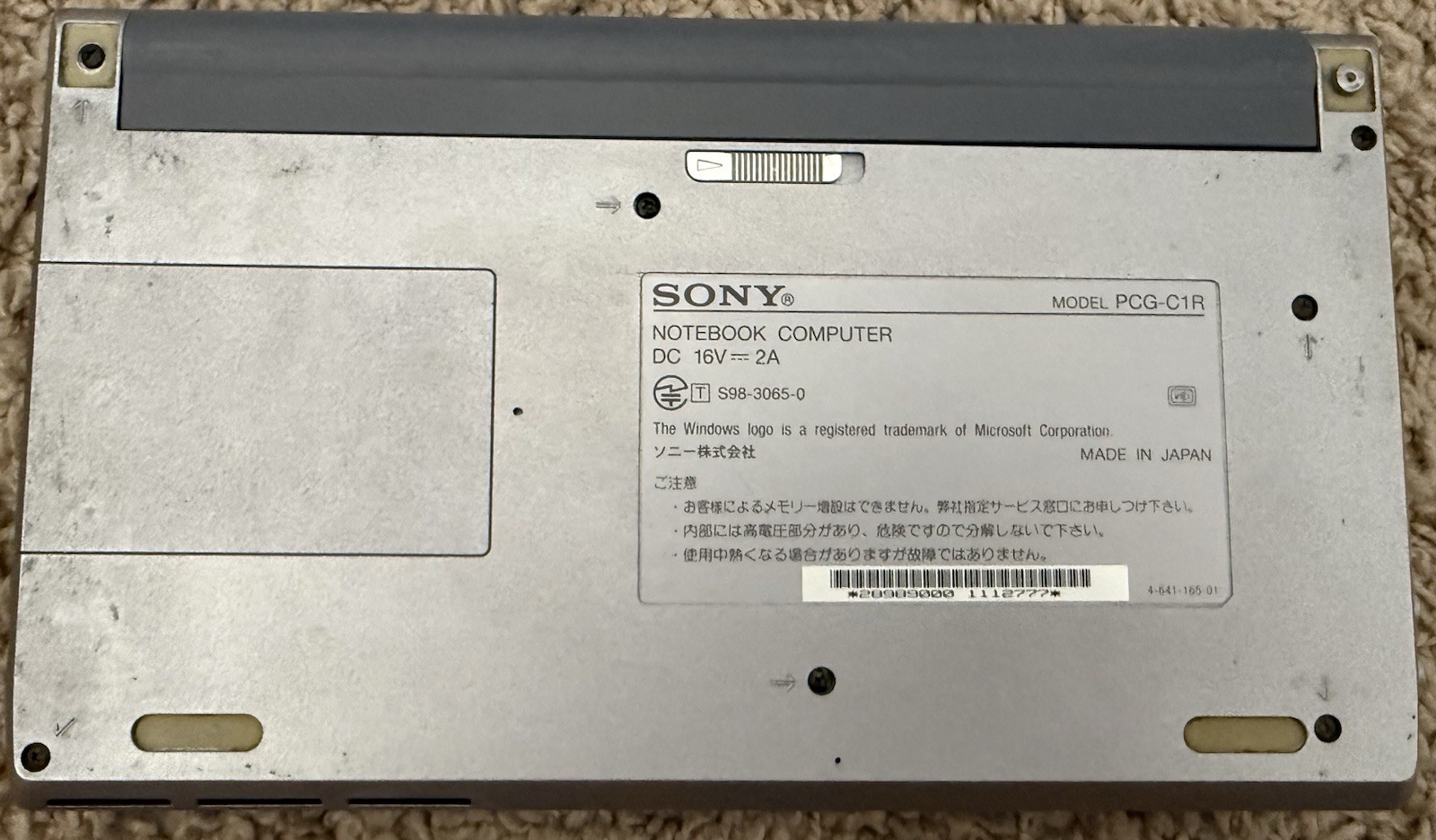 Sony VAIO PCG-C1R Notebook Windows 98 Intel 266Mhz 64Mb Bundle – Read Desc