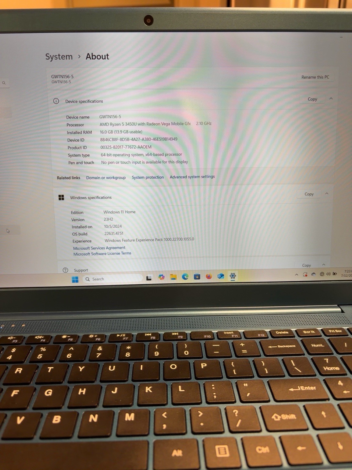Gateway 15.6” Ryzen 5 3450U Laptop 16GB RAM 256GB SSD Windows 11, Charger, &Case