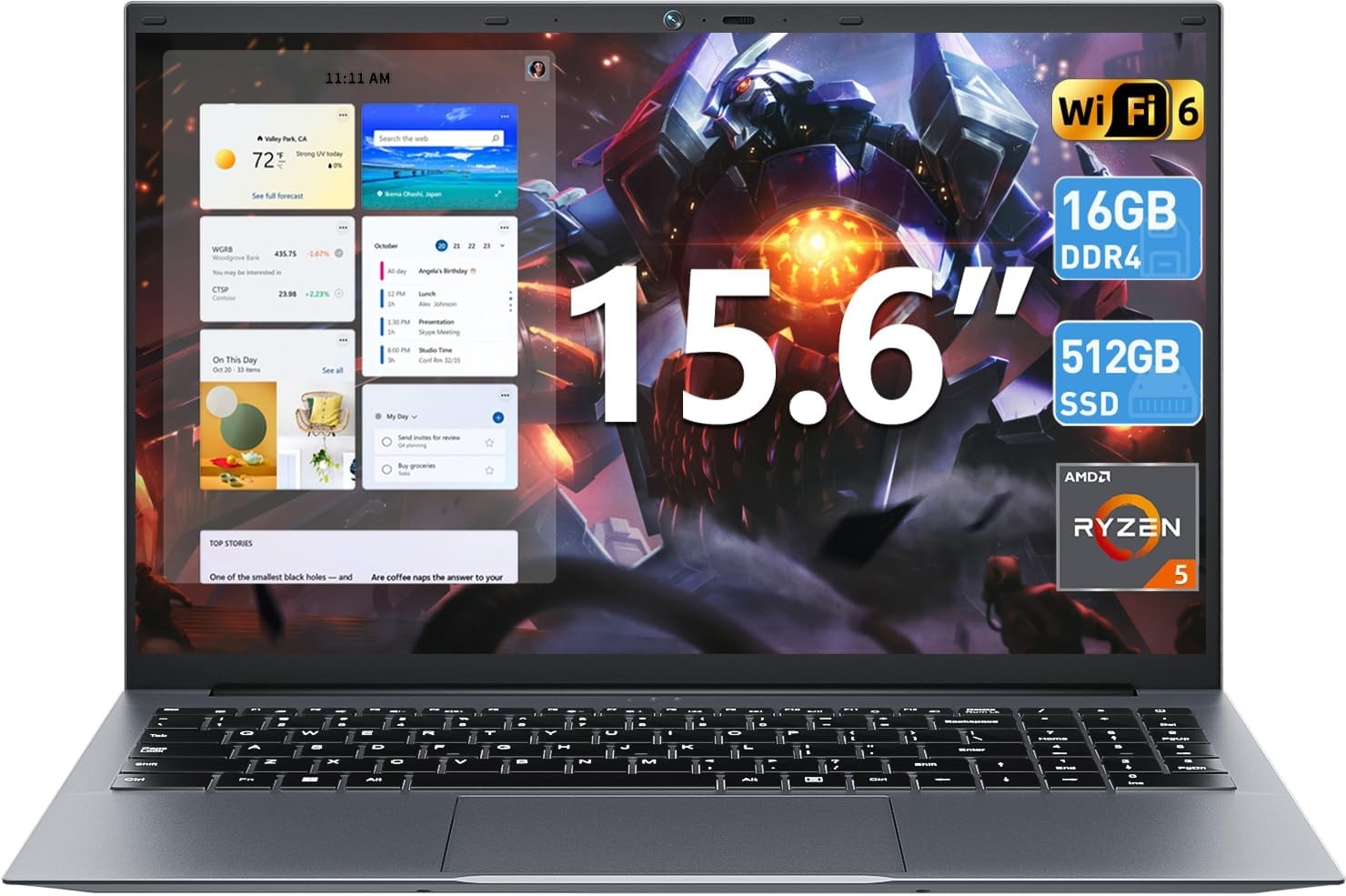 SGIN Laptop Backlit Keyboard 16GB RAM 512GB SSD WiFi 6 HDMI USB-C RJ45 Win 11